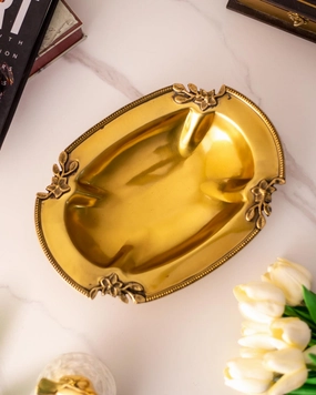 Traditional Oval Brass Serving Tray - 10"modern kitchen decor ,kitchen dinner set ,dinnerware 