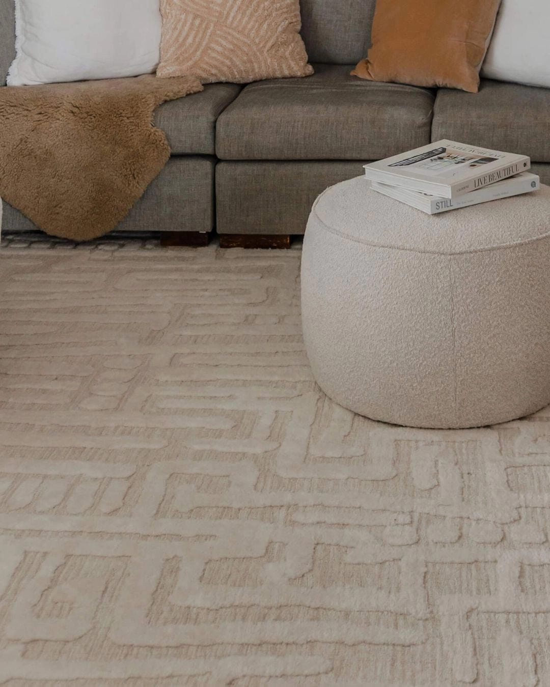 Trissa Beige and Ivory Abstract Tribal Rug