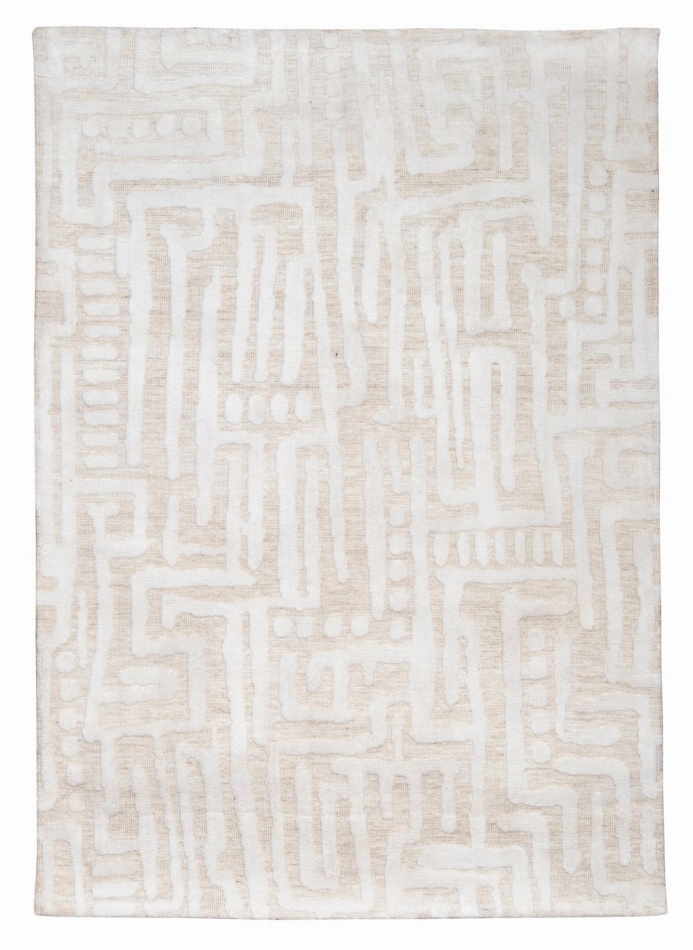 Trissa Beige and Ivory Abstract Tribal Rugmodern color block patchwork rug