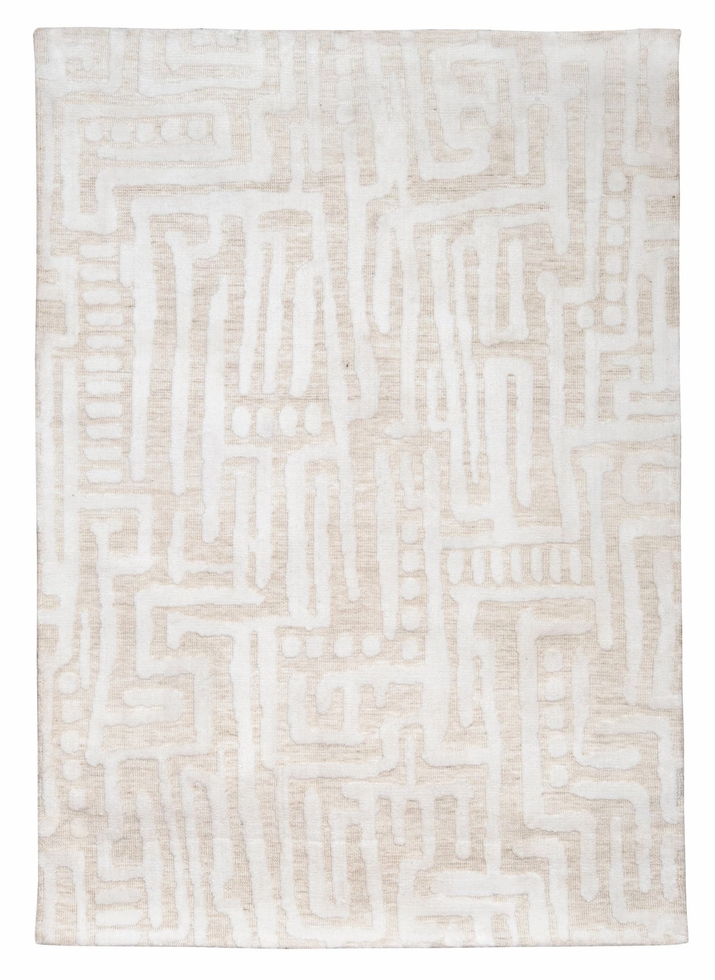 Trissa Beige and Ivory Abstract Tribal Rugmodern color block patchwork rug
