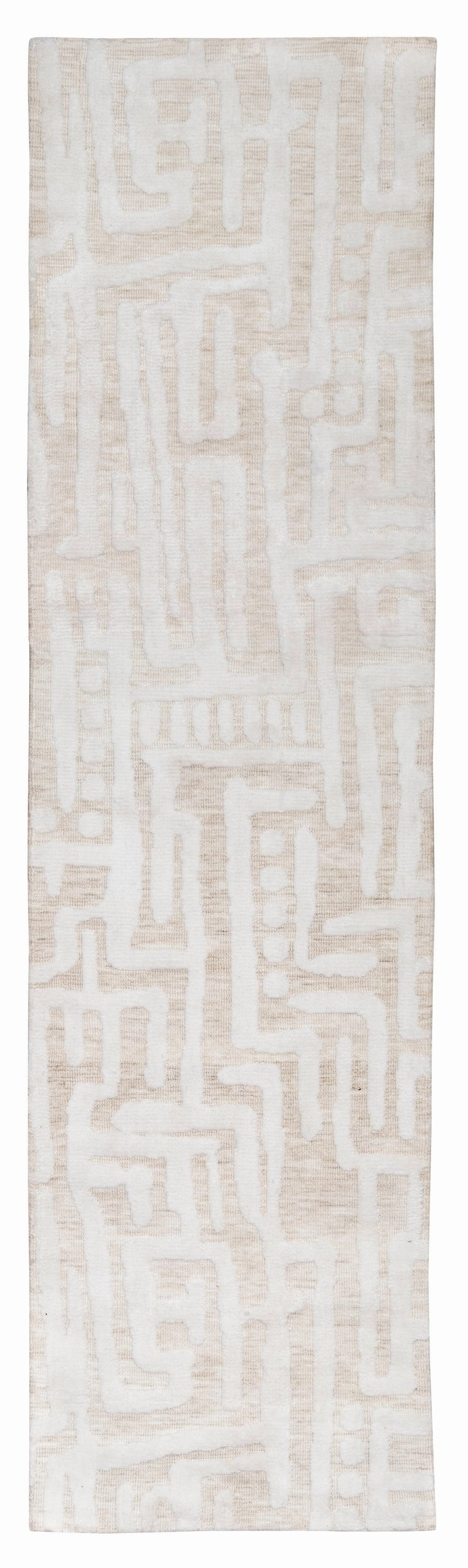 Trissa Beige and Ivory Abstract Tribal Runner Rug *NO RETURNS UNLESS FAULTYmodern color block patchwork rug