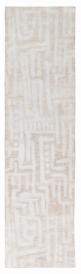 Trissa Beige and Ivory Abstract Tribal Runner Rug *NO RETURNS UNLESS FAULTYmodern color block patchwork rug
