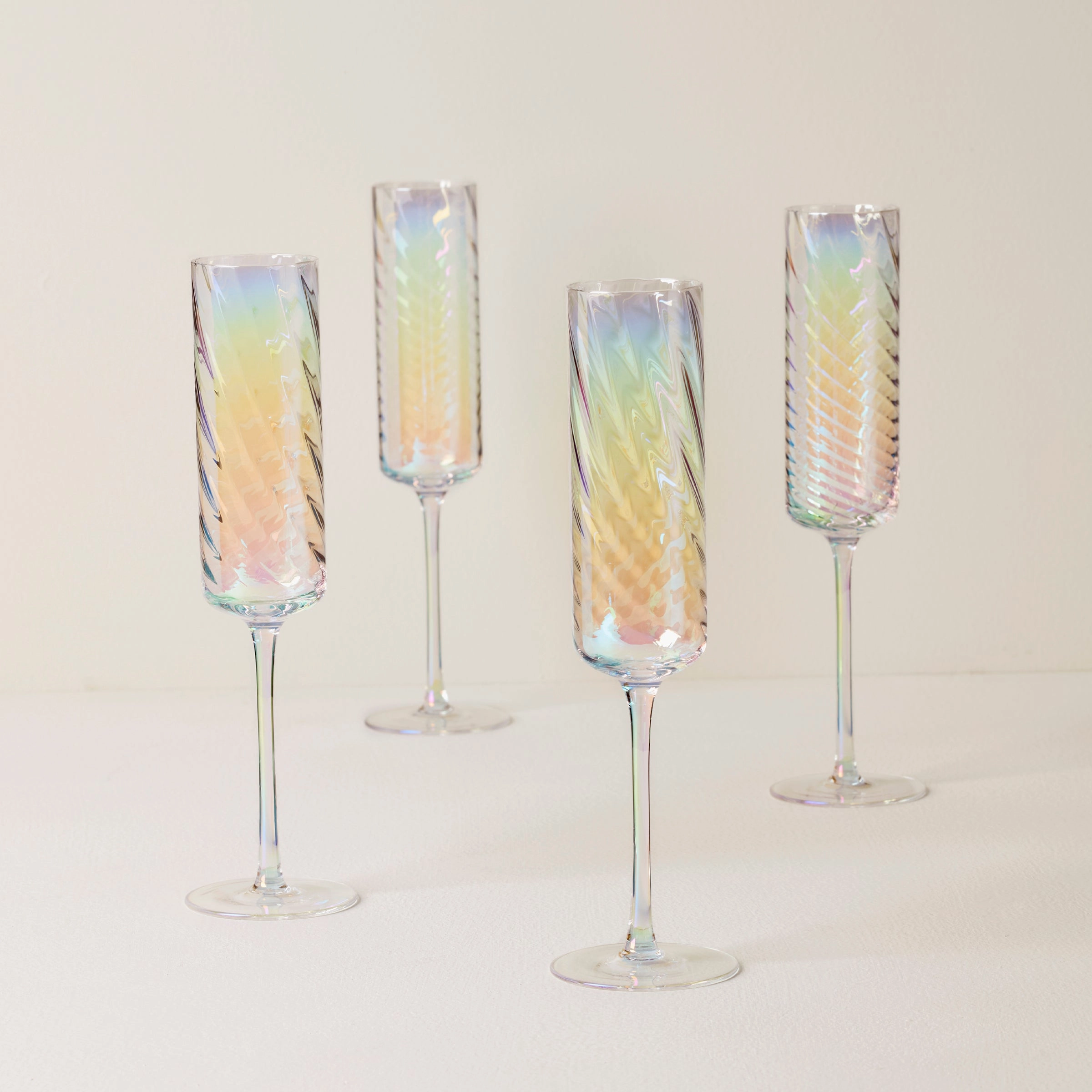Tuscany Classics Iridescent Flute Glasses - Set Of 4glass cups ,personalized mugs 