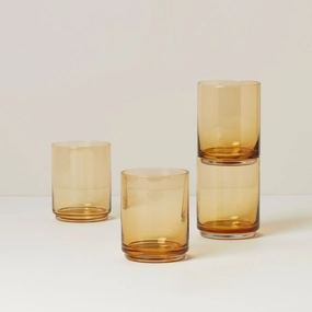 Tuscany Classics Stackable Amber Tall Glasses - Set Of 4glass cups ,personalized mugs 