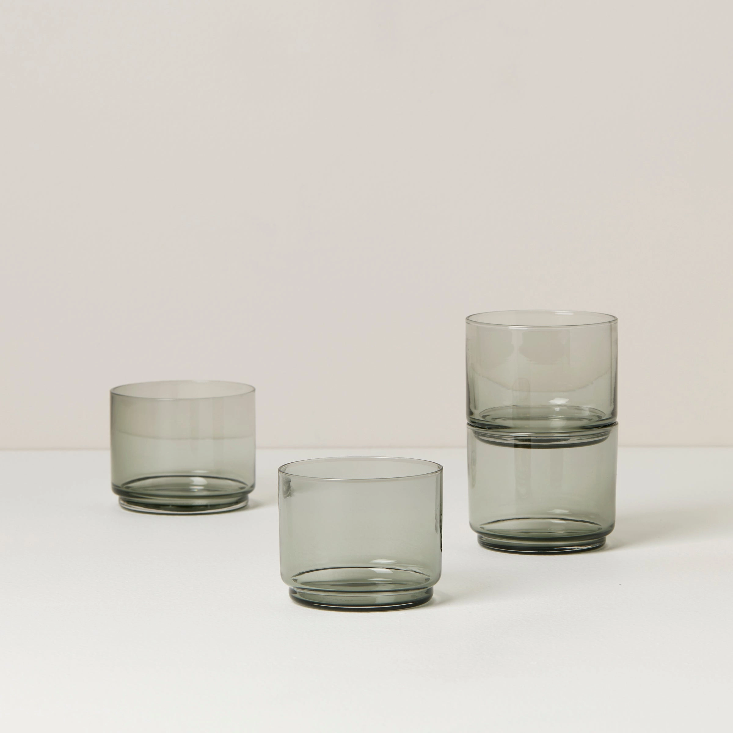 Tuscany Classics Stackable Smoke Short Glasses - Set Of 4glass cups ,personalized mugs 