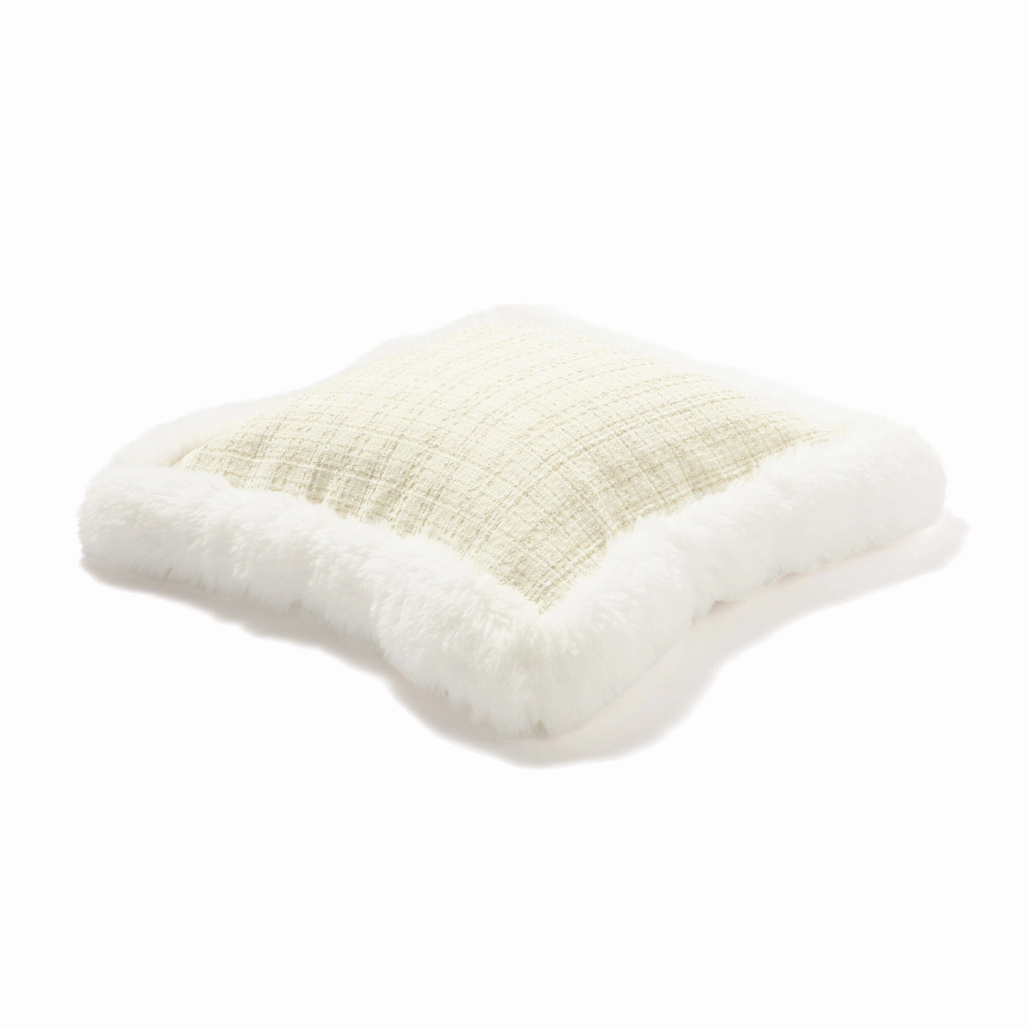 Tweed X Fur Cushion Cover 450 X 450 White