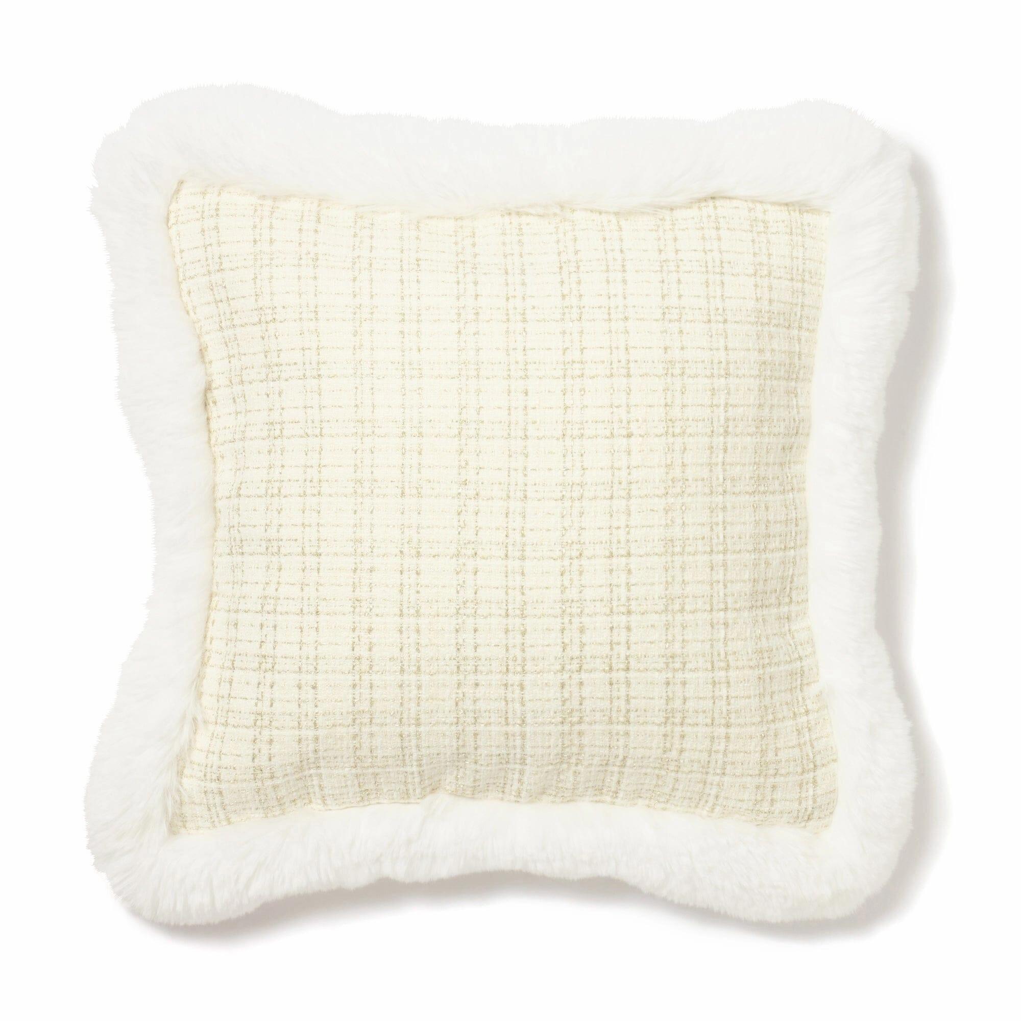 Tweed X Fur Cushion Cover 450 X 450 Whitebedding sets ,throw blankets 