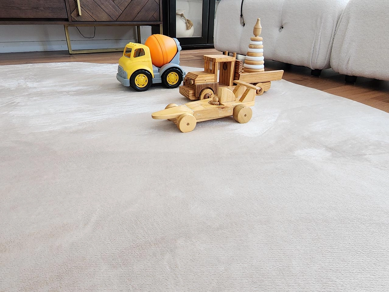 Una Beige Plush Rollie Pollie Round Playmat