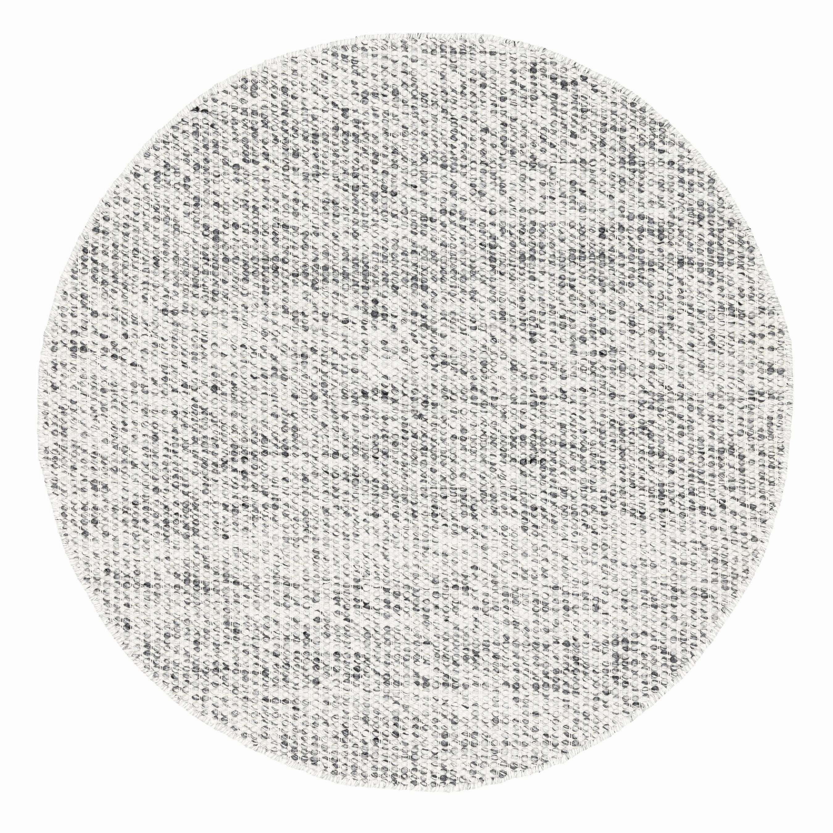 Vaasa Marbled Grey Chunky Wool Round Rugmodern color block patchwork rug