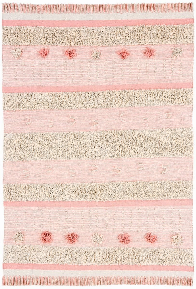 Valentina Pink Tassel Flatweave Cotton Rug *NO RETURNS UNLESS FAULTYmodern color block patchwork rug