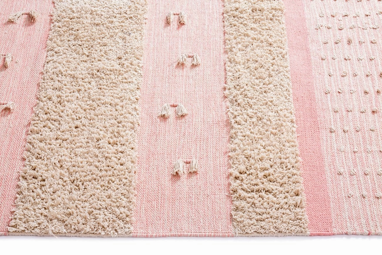 Valentina Pink Tassel Flatweave Cotton Rug *NO RETURNS UNLESS FAULTY