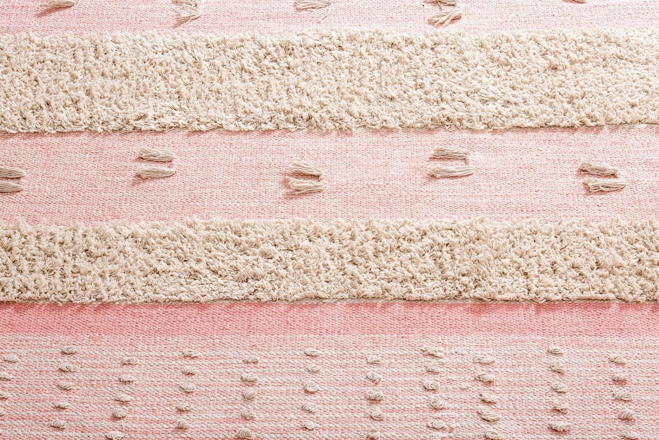 Valentina Pink Tassel Flatweave Cotton Rug *NO RETURNS UNLESS FAULTY