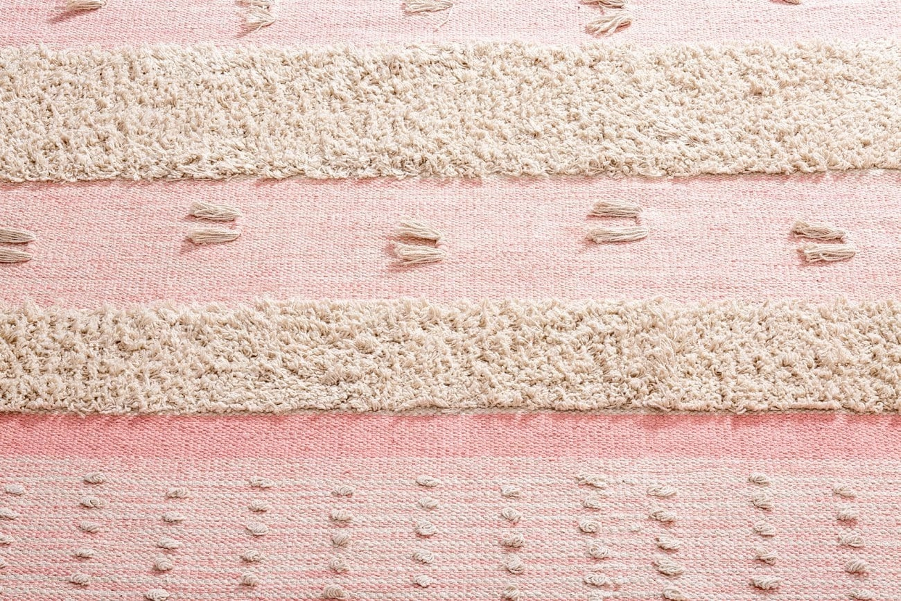 Valentina Pink Tassel Flatweave Cotton Rug *NO RETURNS UNLESS FAULTY