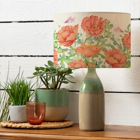 Valeria Eva & Narvi Complete Table Lamp Scarletreplacement lampshade,White Linen Drum Lampshade for Table or Floor Lamp