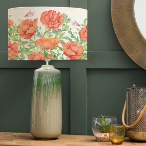 Valeria Eva & Neo Complete Table Lamp Scarletreplacement lampshade,White Linen Drum Lampshade for Table or Floor Lamp