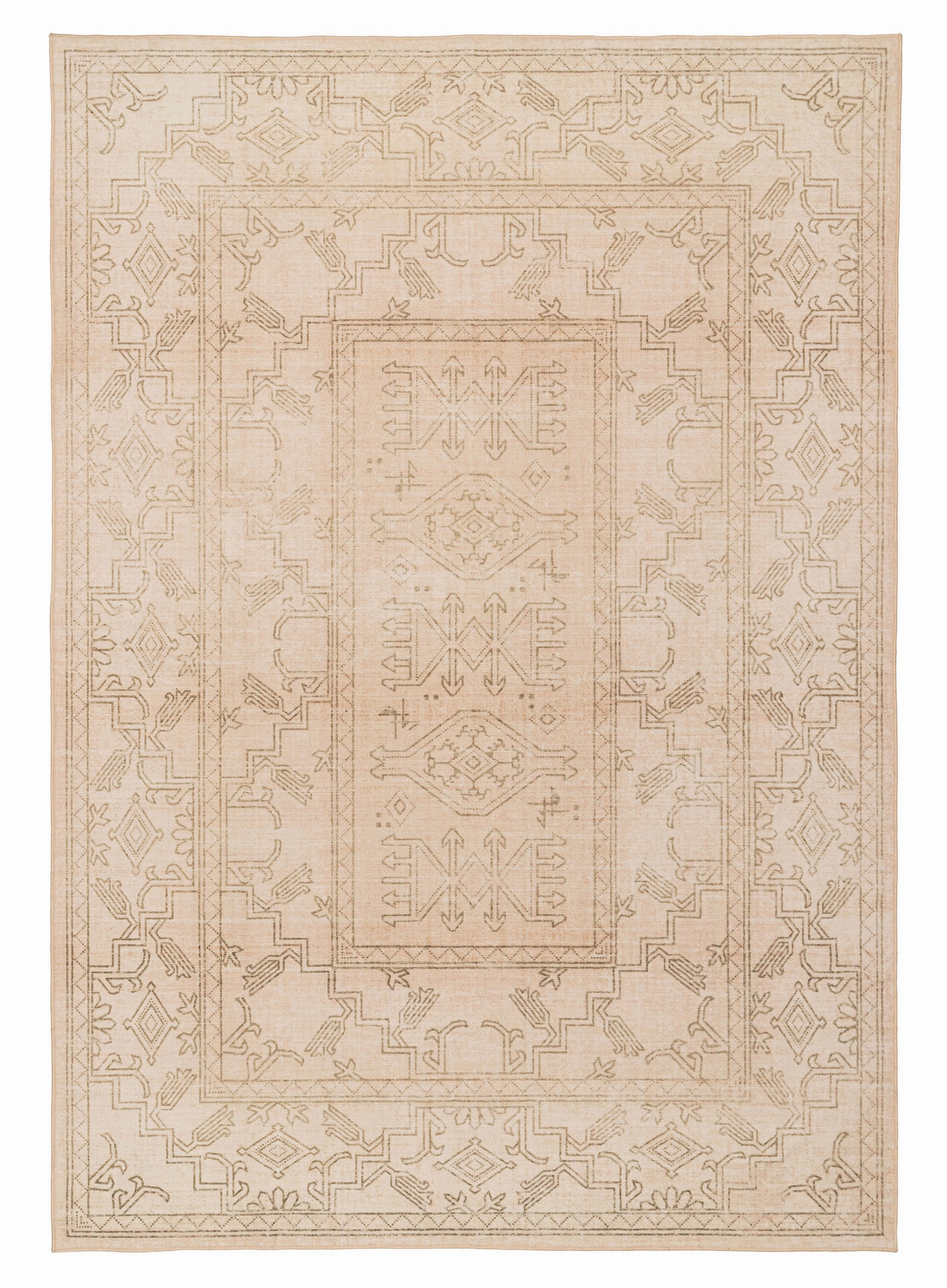 Valetta Beige Medallion Washable Rugmodern color block patchwork rug