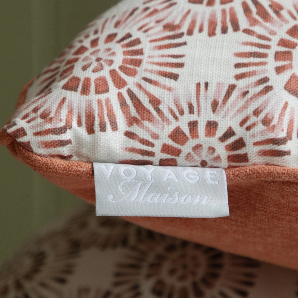 Vali Printed Piped Cushion Terracotta