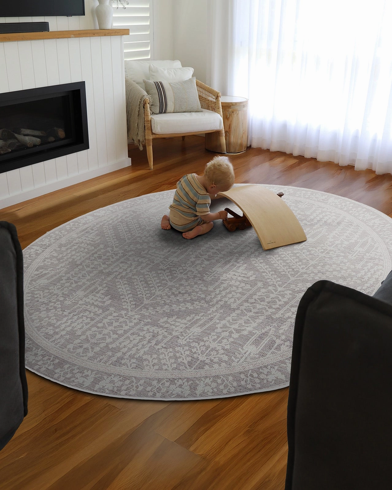 Vela Brown Grey Plush Rollie Pollie Round Playmat