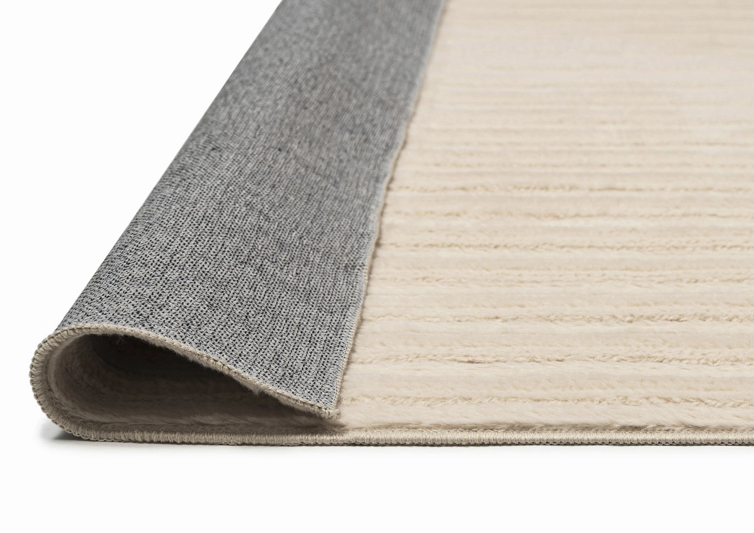 Veluz Cream Striped Washable Faux Fur Rug