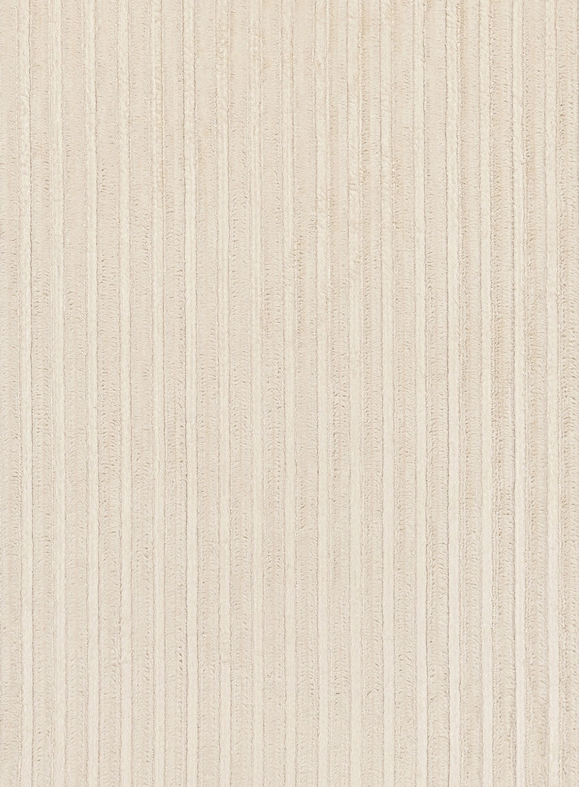Veluz Cream Striped Washable Faux Fur Rug