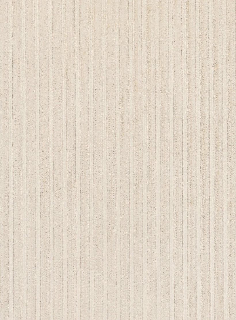 Veluz Cream Striped Washable Faux Fur Rug