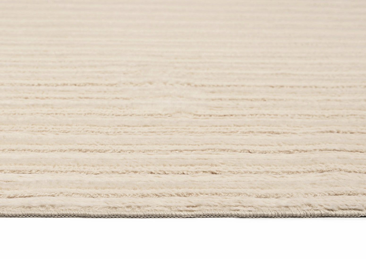 Veluz Cream Striped Washable Faux Fur Runner Rug