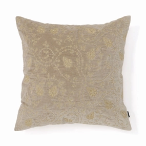 Velvet Emb Cushion Cover 450 X 450 Beige X Goldbedding sets ,throw blankets 