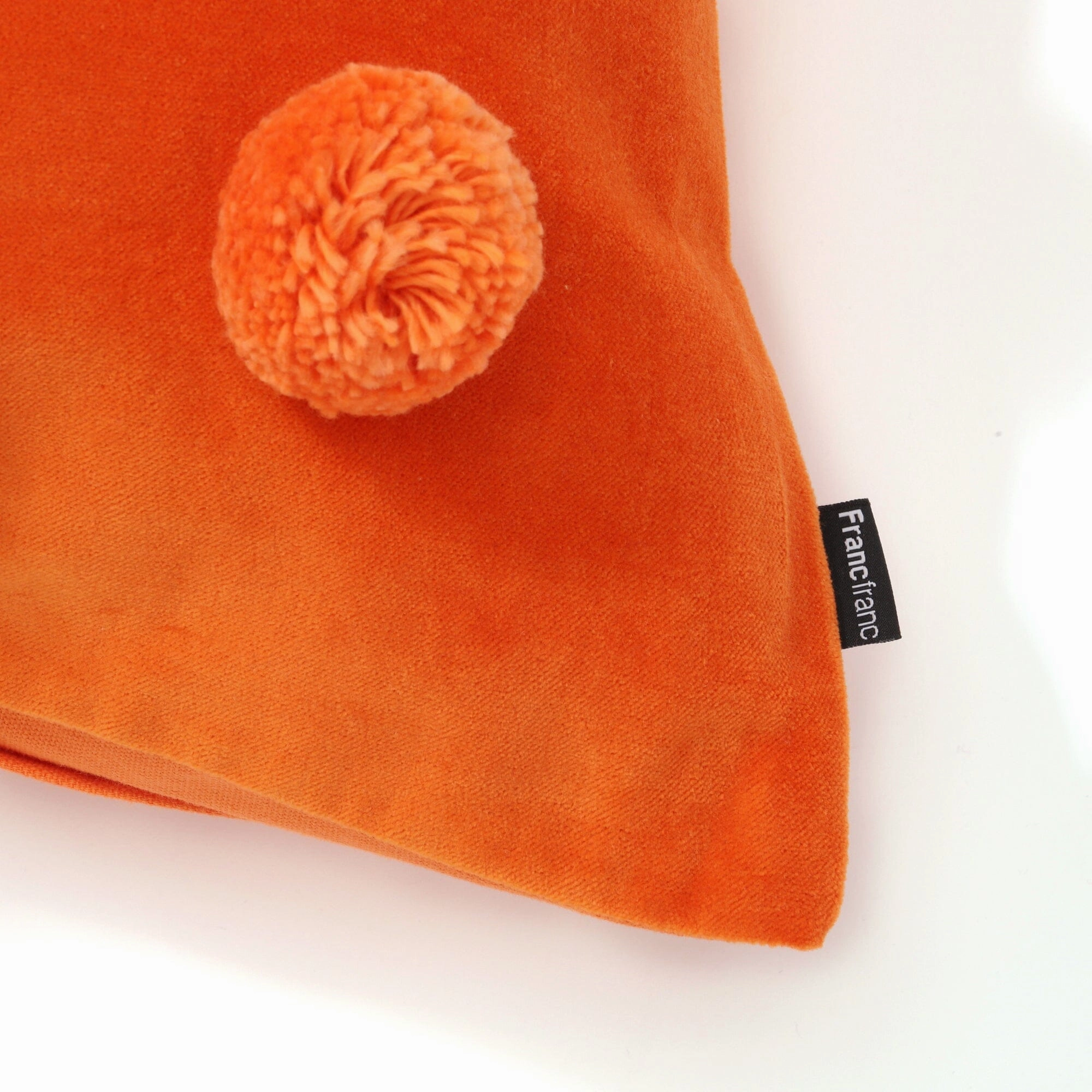 Velvet Pompom Cushion Cover 450 X 450 Orange
