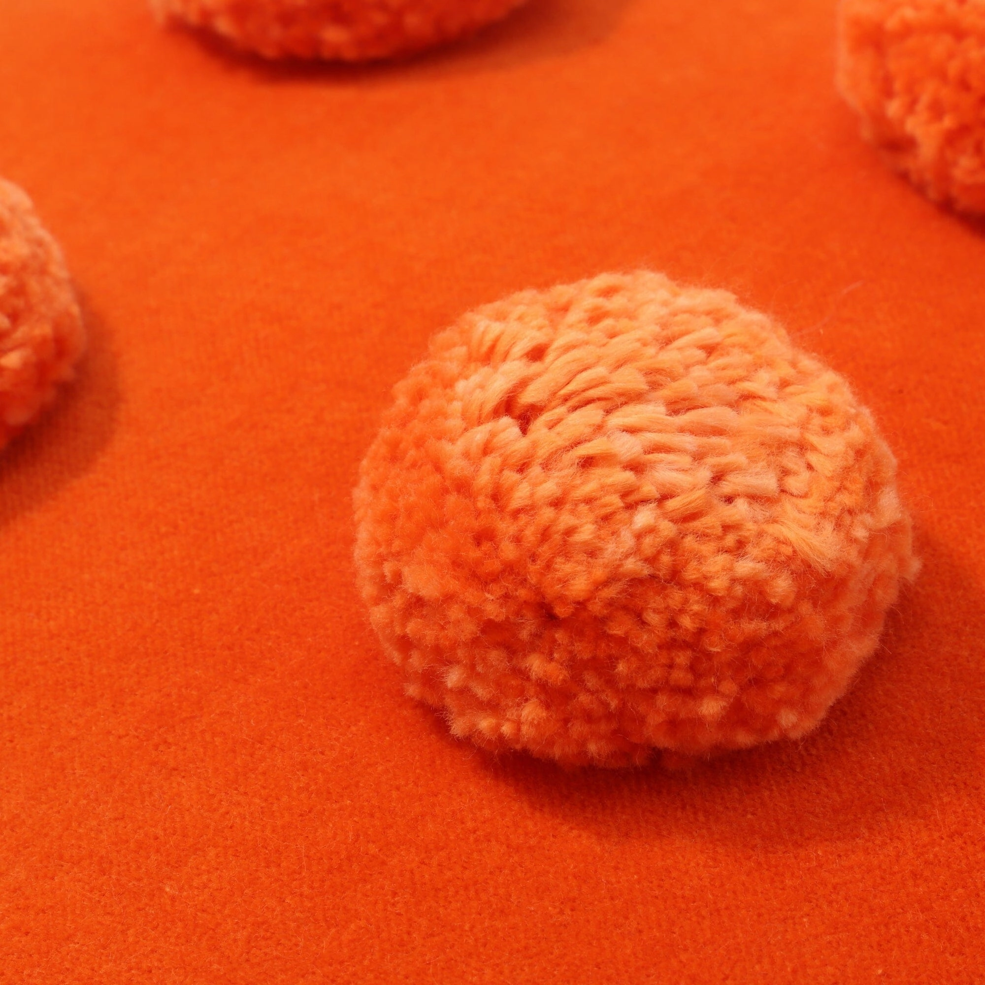 Velvet Pompom Cushion Cover 450 X 450 Orange