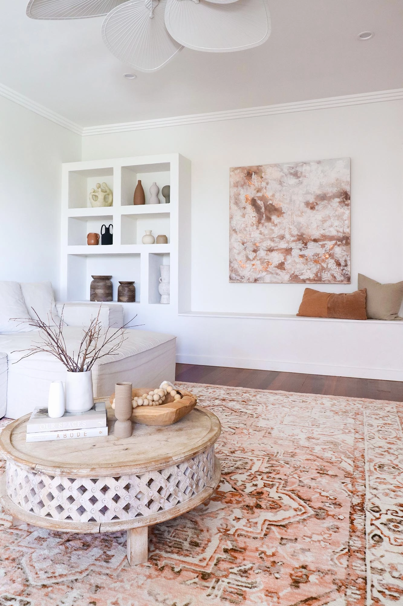 Veronique Peach and Brown Distressed Washable Rug