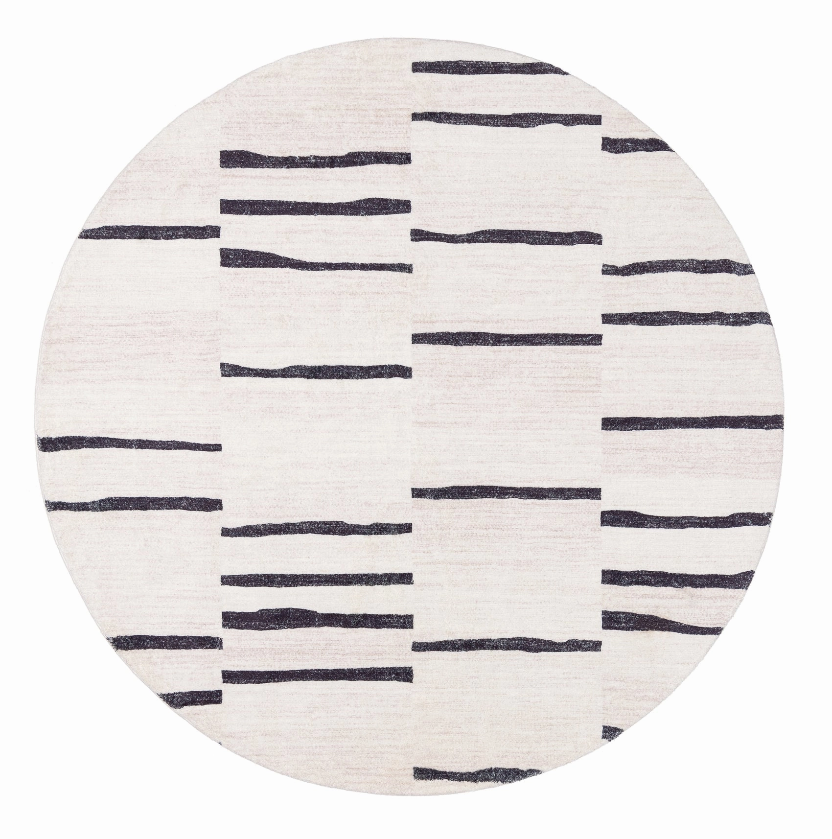 Vesper Black and Ivory Tribal Washable Round Rugmodern color block patchwork rug