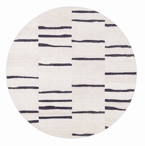Vesper Black and Ivory Tribal Washable Round Rugmodern color block patchwork rug