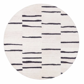 Vesper Black and Ivory Tribal Washable Round Rugmodern color block patchwork rug