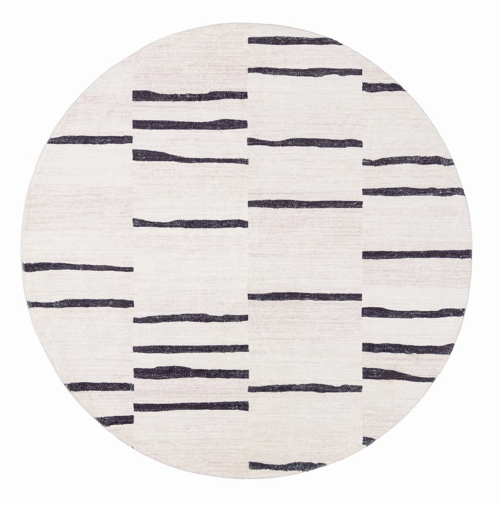 Vesper Black and Ivory Tribal Washable Round Rugmodern color block patchwork rug
