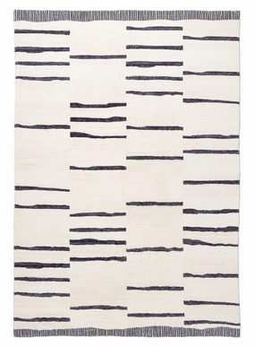 Vesper Black and Ivory Tribal Washable Rugmodern color block patchwork rug