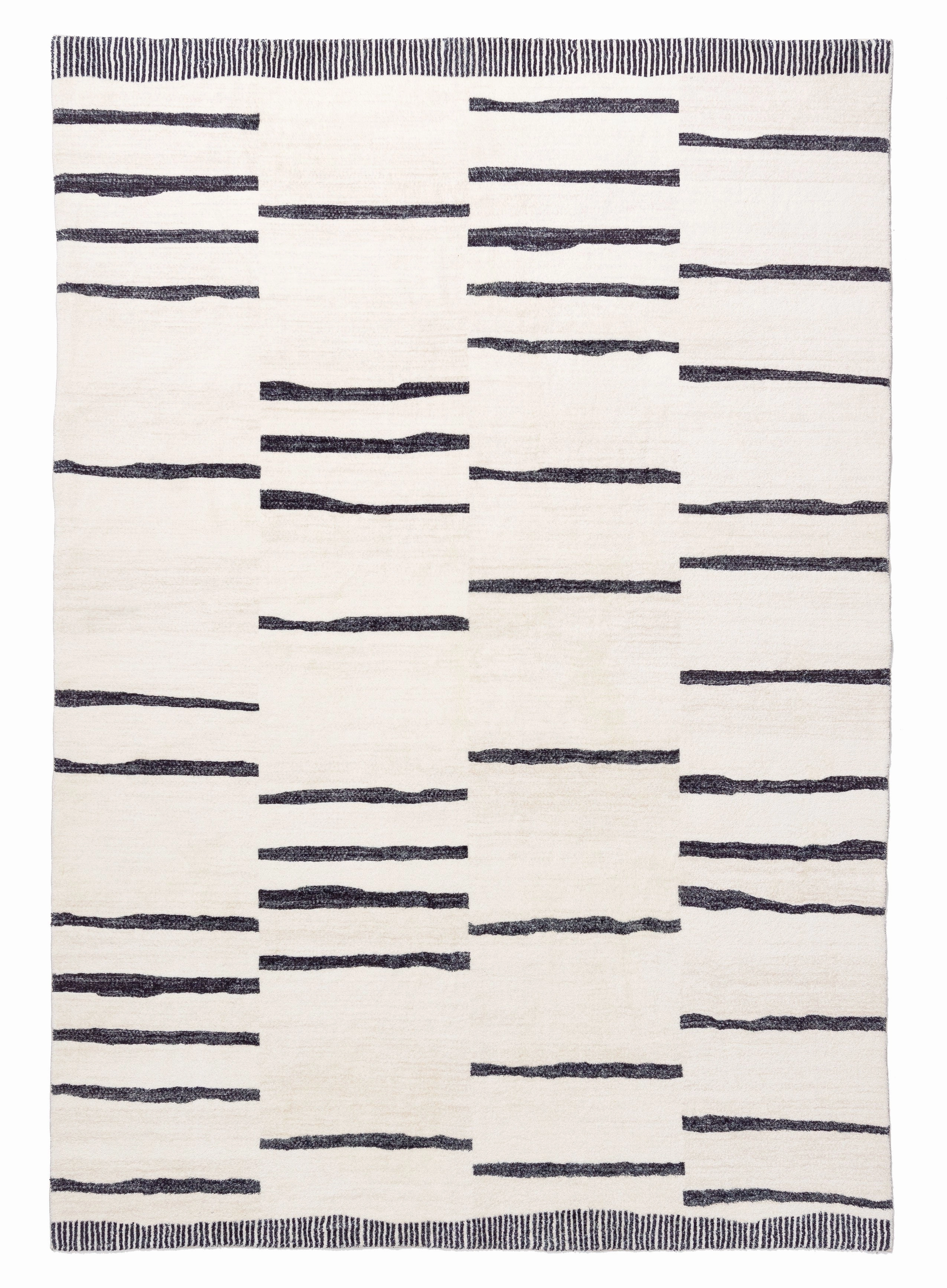 Vesper Black and Ivory Tribal Washable Rugmodern color block patchwork rug