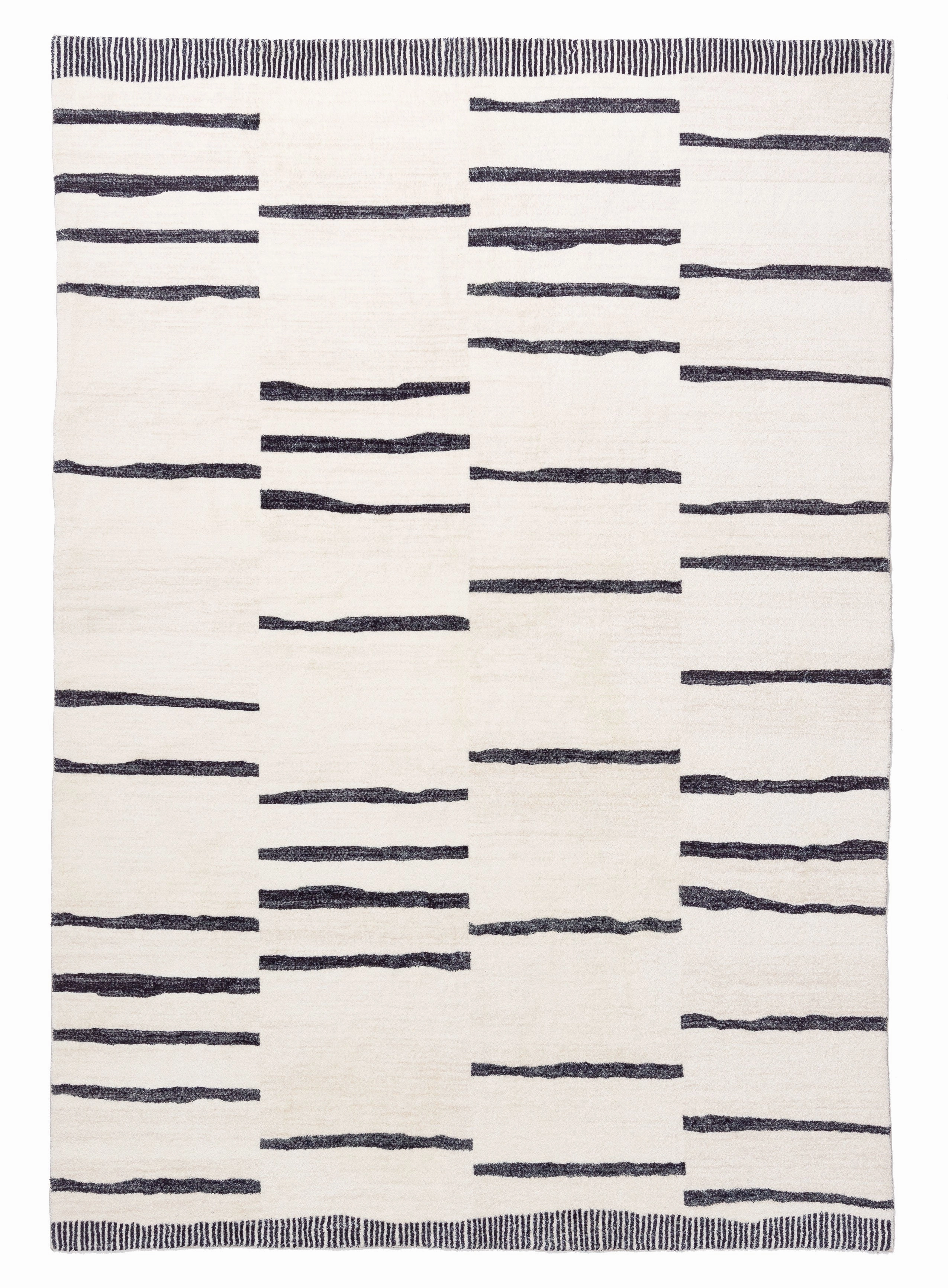 Vesper Black and Ivory Tribal Washable Rugmodern color block patchwork rug