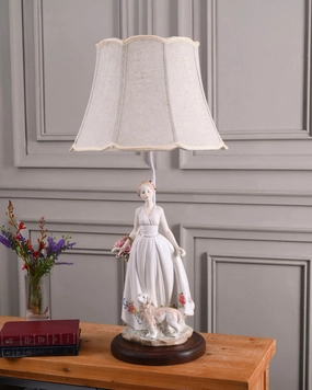 Victorian Floral Lady & Pup - Fine Porcelain Table Lampmodern wall lamp,smart wall lamp