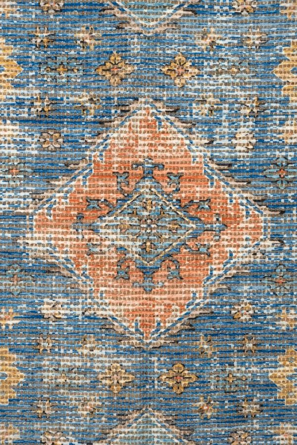 Victorina Blue Orange and Yellow Floral Distressed Rug *NO RETURNS UNLESS FAULTY