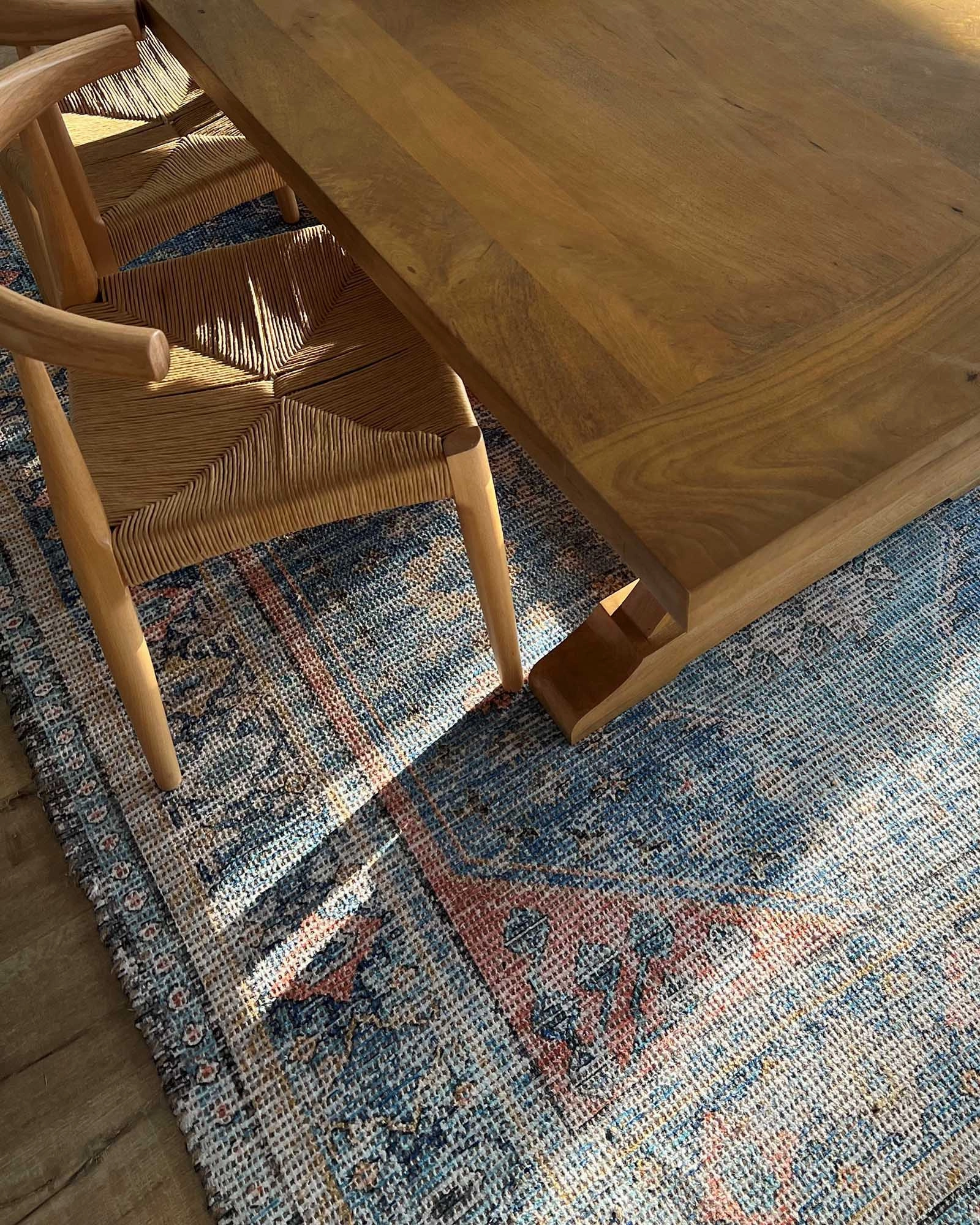 Victorina Blue Orange and Yellow Floral Distressed Rug *NO RETURNS UNLESS FAULTY
