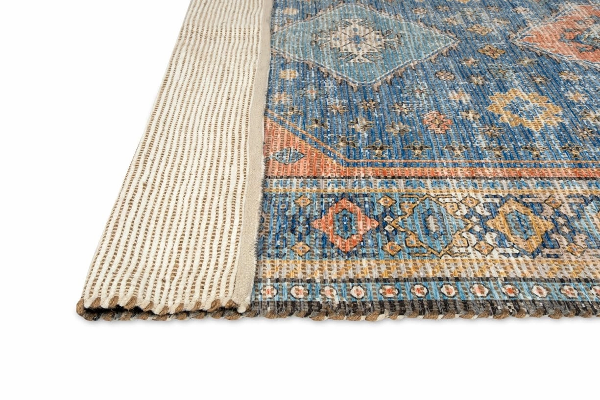 Victorina Blue Orange and Yellow Floral Distressed Rug *NO RETURNS UNLESS FAULTY