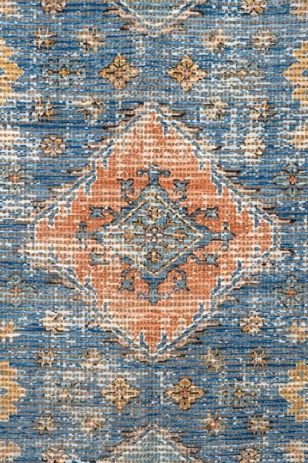 Victorina Blue Orange and Yellow Floral Distressed Rug *NO RETURNS UNLESS FAULTY