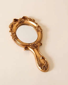 Vintage Aqua Floral Hand Mirror - Goldhome decor ,wall decor 