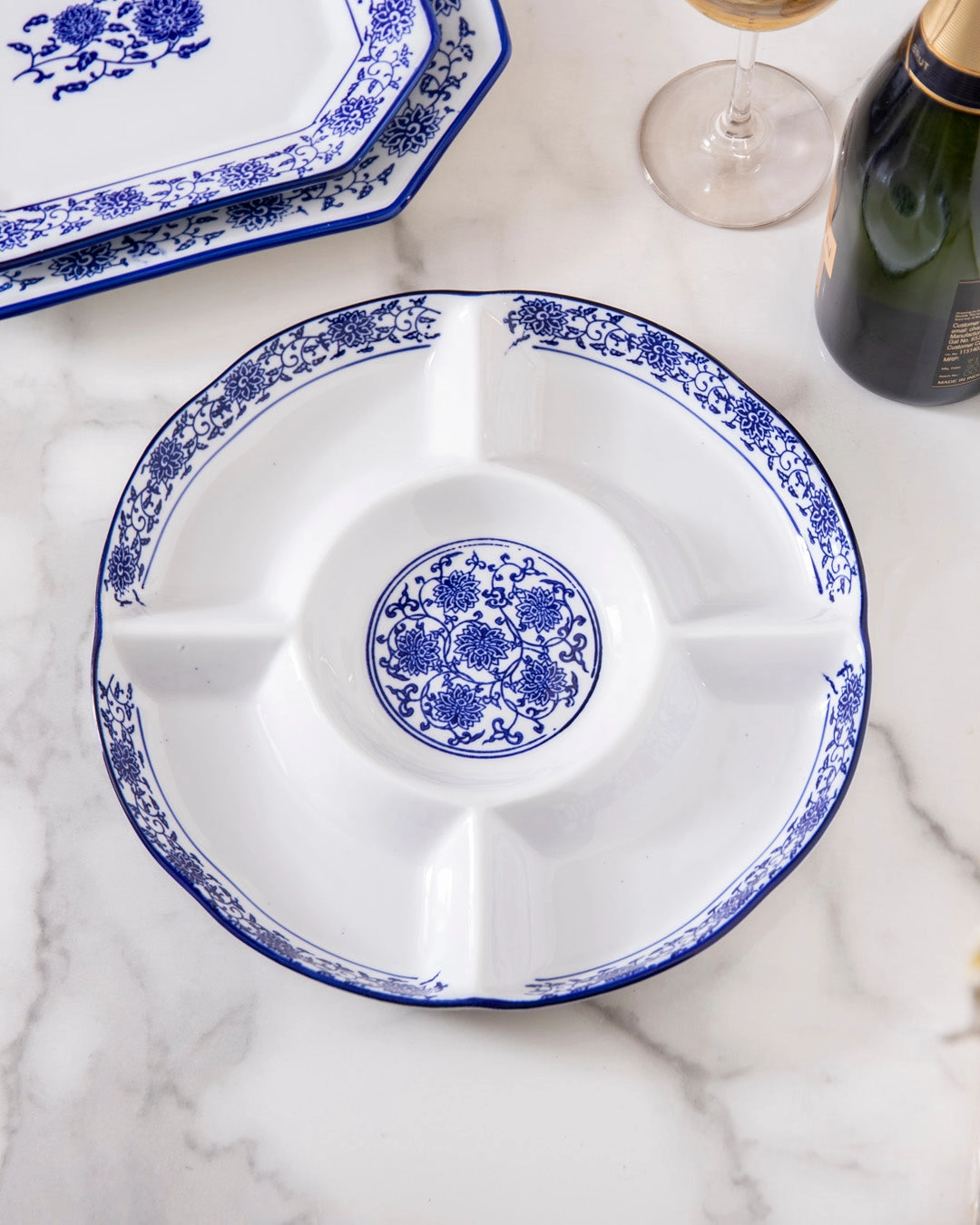Vintage Blue & White Chip n Dip Platter - Large