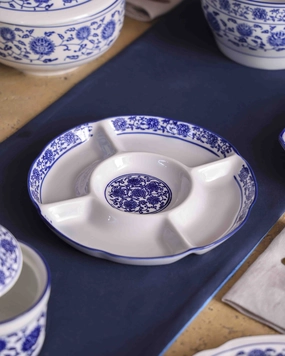 Vintage Blue & White Chip n Dip Platter - Largemodern kitchen decor ,kitchen dinner set ,dinnerware 