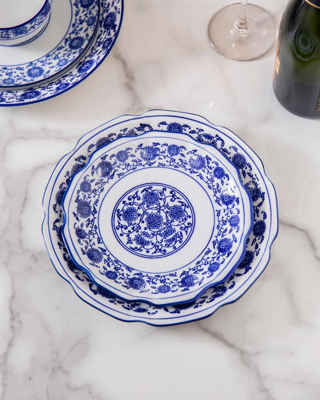 Vintage Blue & White Scallop Quarter Plate