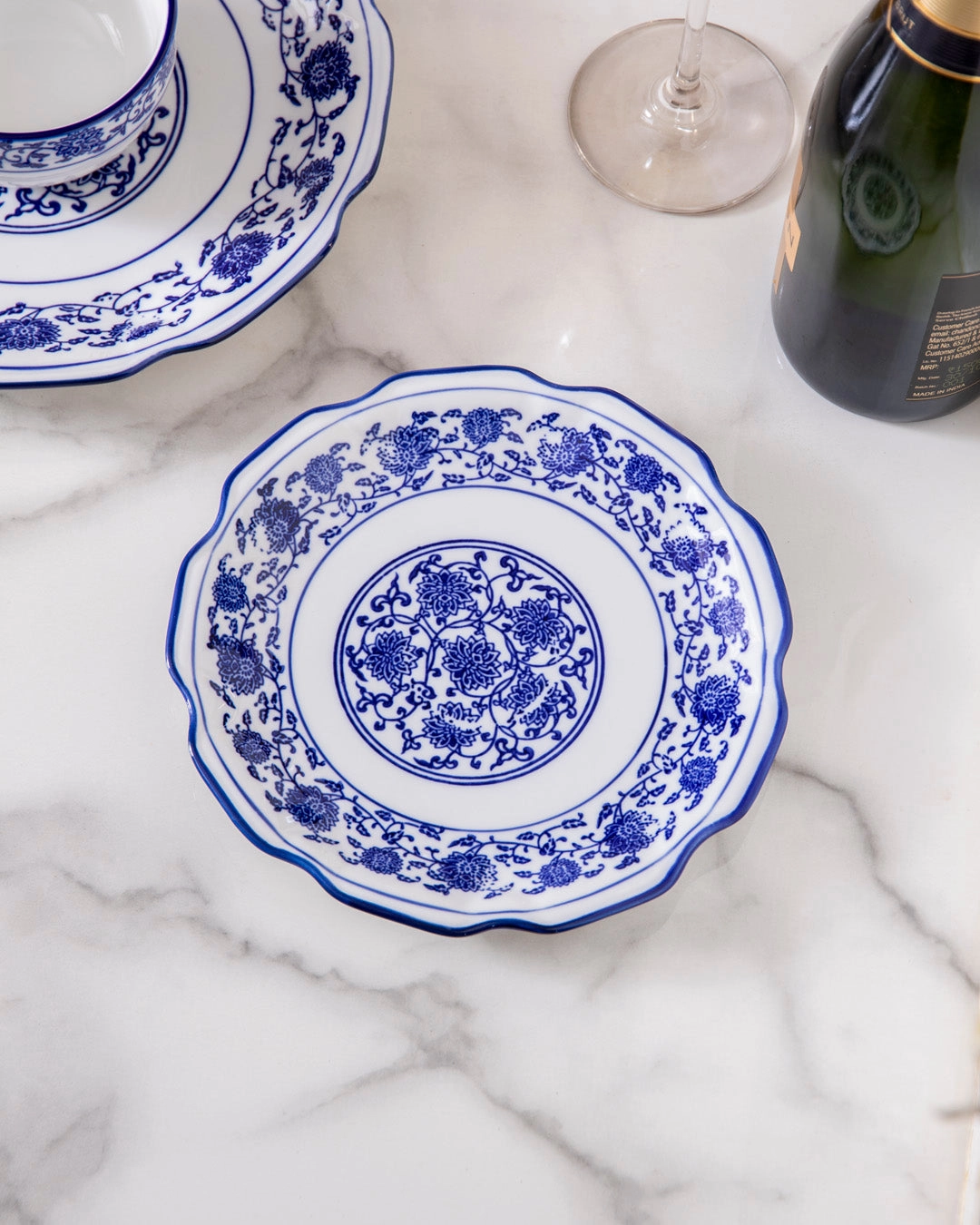 Vintage Blue & White Scallop Quarter Platehome decor ,wall decor 