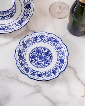 Vintage Blue & White Scallop Quarter Platehome decor ,wall decor 