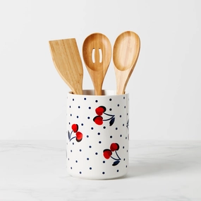 Vintage Cherry Dot 4-Piece Utensil Crock Setmodern kitchen decor ,kitchen dinner set ,dinnerware 