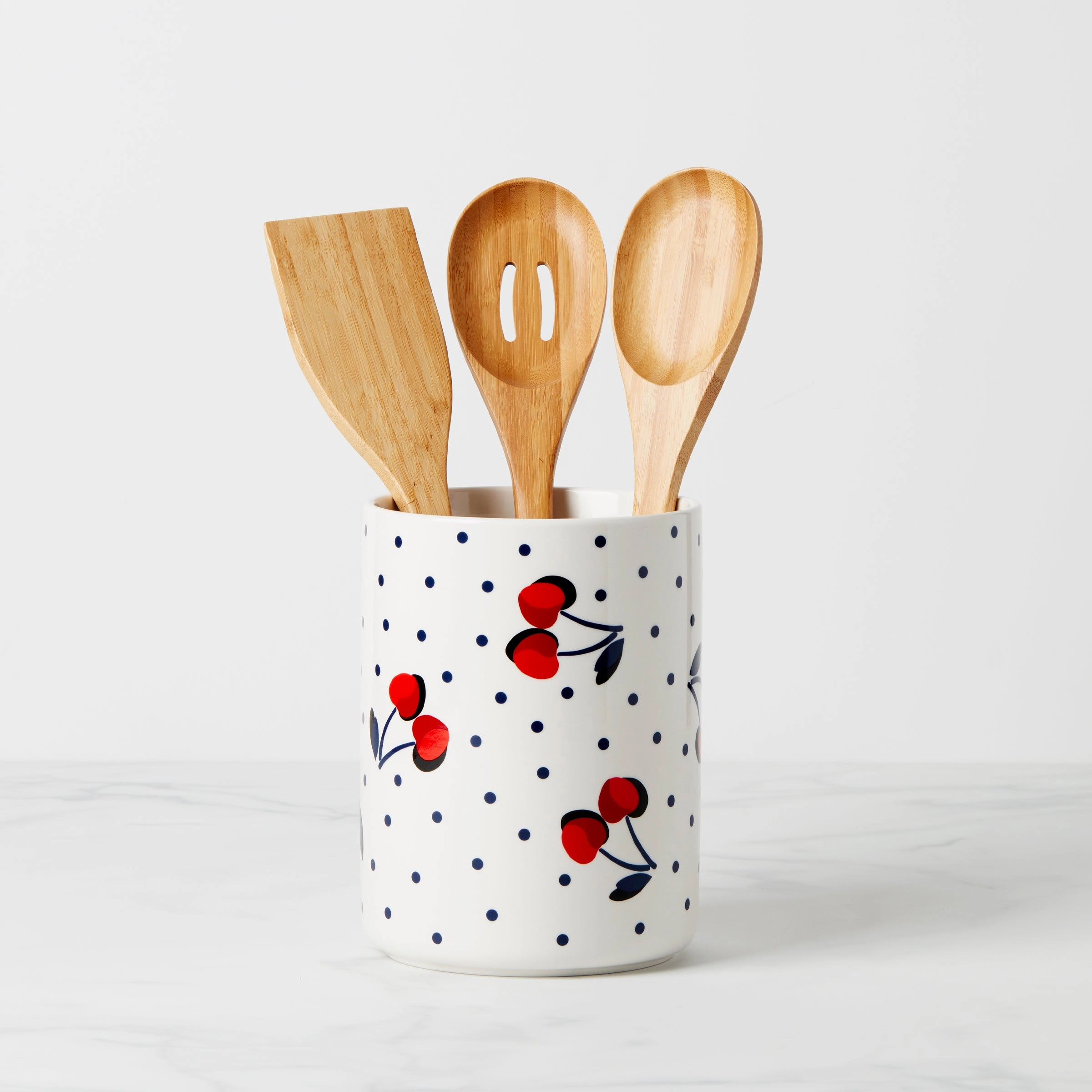 Vintage Cherry Dot 4-Piece Utensil Crock Setmodern kitchen decor ,kitchen dinner set ,dinnerware 